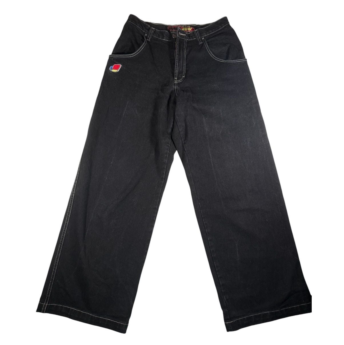 Vintage 90s Jnco Pipes Jeans Size 33x34 Black Denim Wide Leg 2