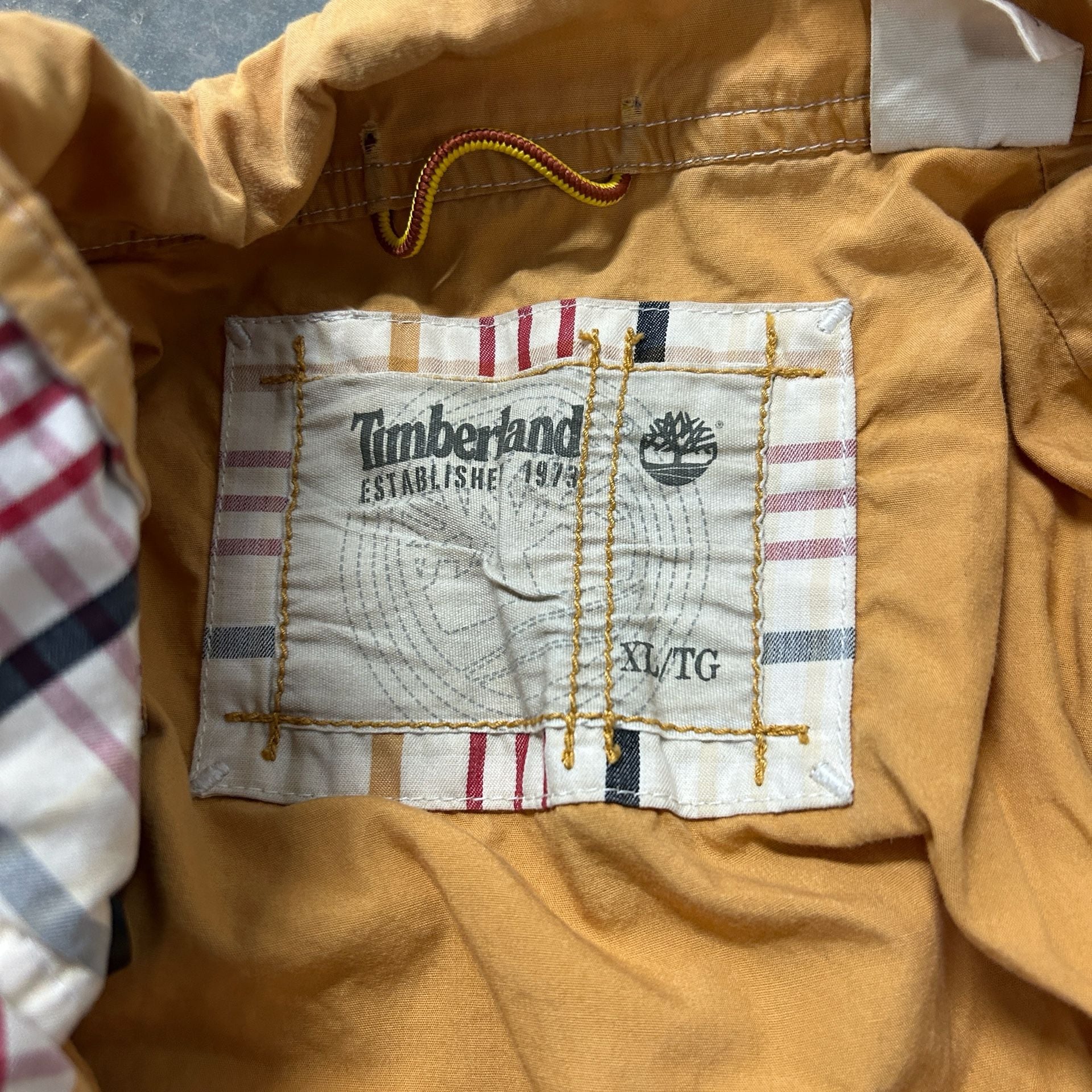 Timberland Plaid Zip Jacket Size XL Tan Vintage Bomber 4