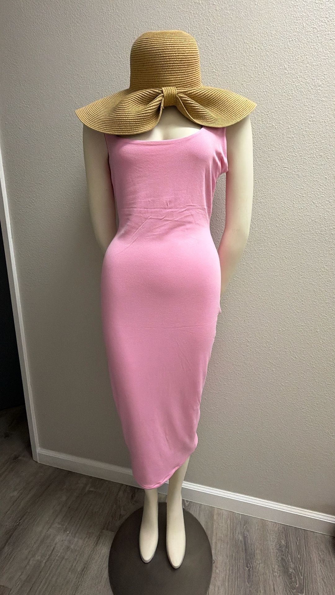Naked Wardrobe Midi Dress Size 2x Pink Square Neck Bodycon 2