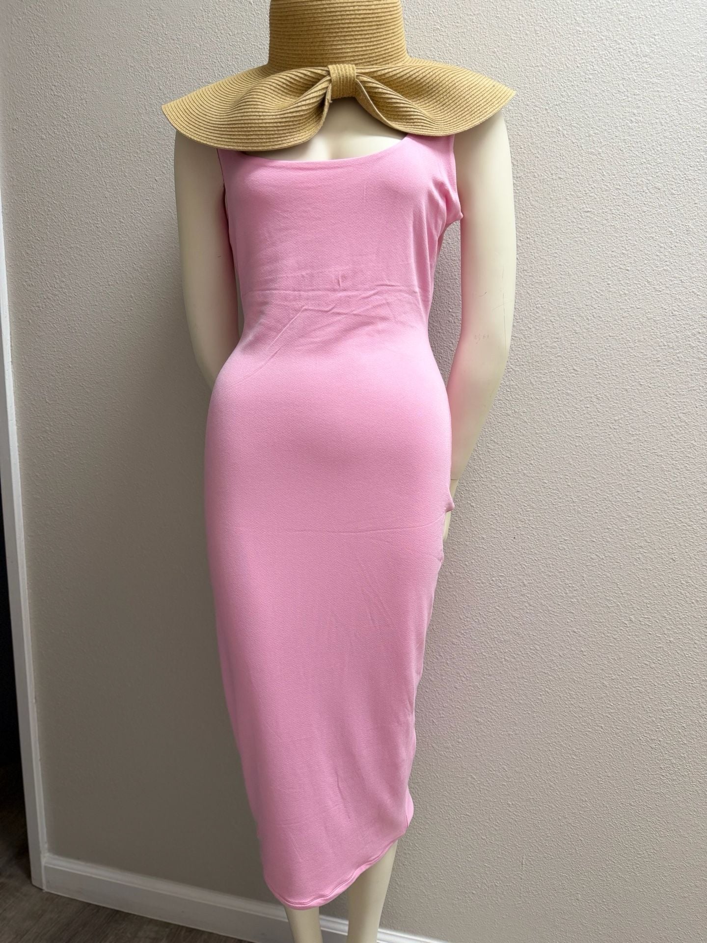 Naked Wardrobe Midi Dress Size 2x Pink Square Neck Bodycon 3