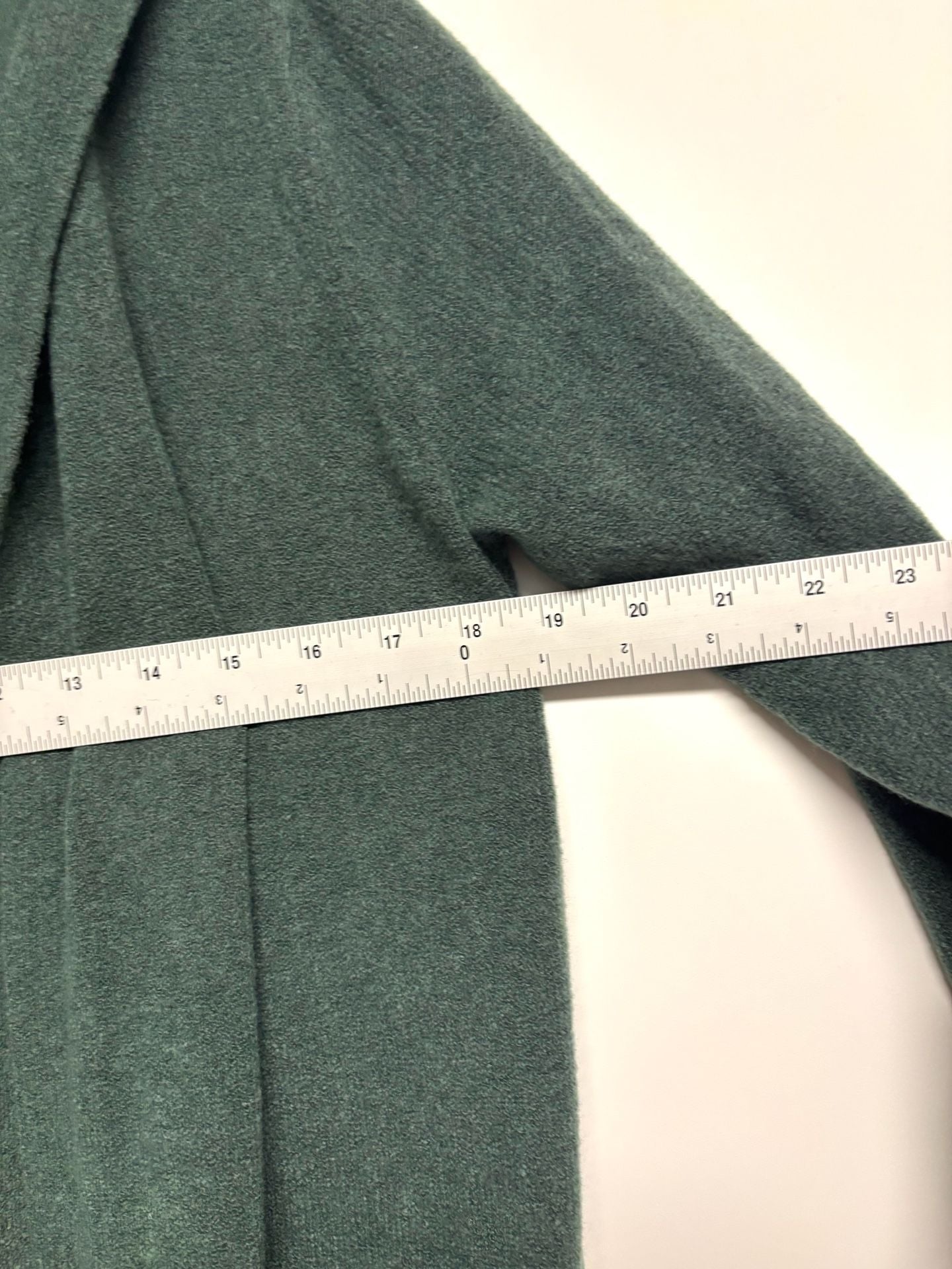Goodthreads Open Front Hooded Cardigan Size M Green Knit Sweater Pockets 3