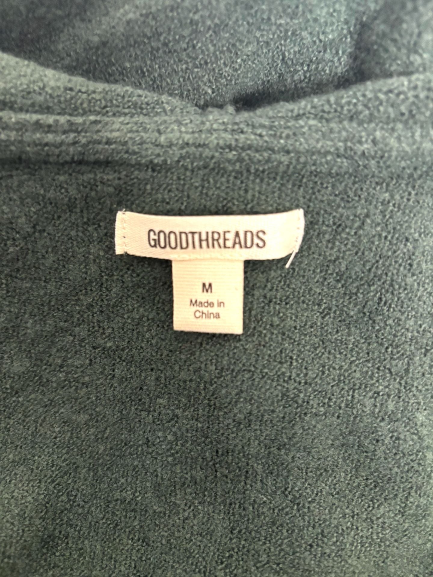 Goodthreads Open Front Hooded Cardigan Size M Green Knit Sweater Pockets 6