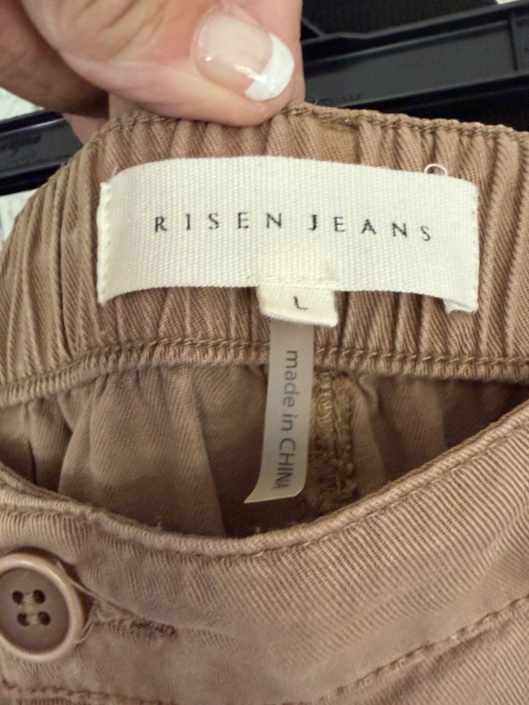 903 Risen Jeans Cargo Pants Size L Tan Zip Pockets 3