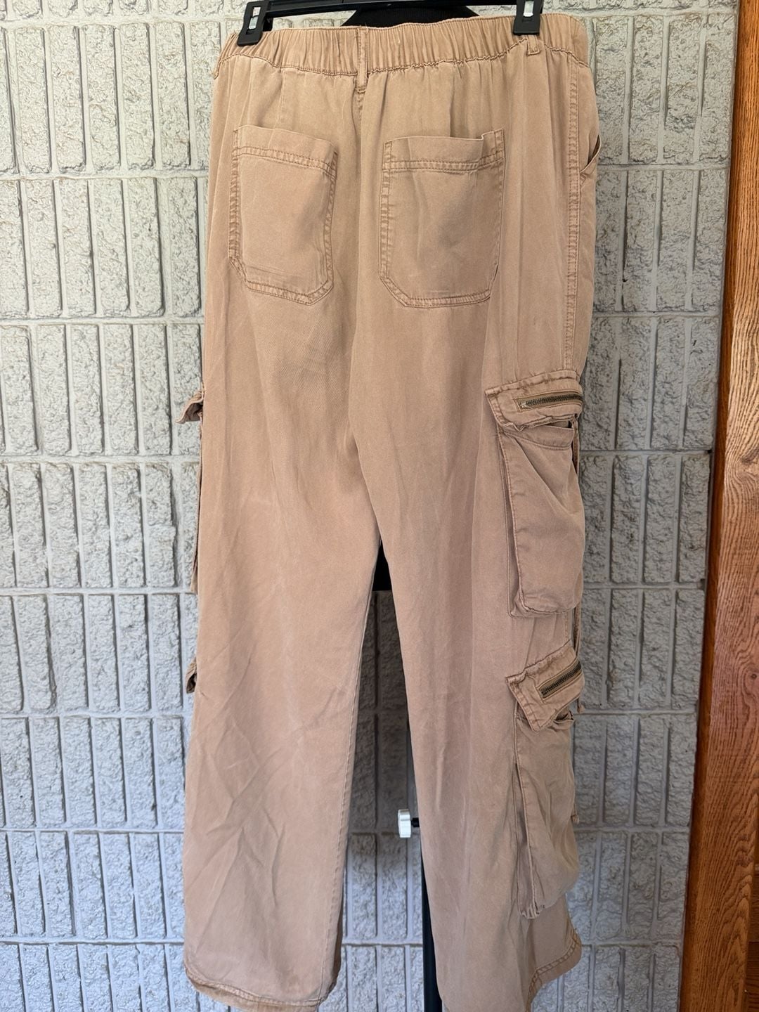 903 Risen Jeans Cargo Pants Size L Tan Zip Pockets 4