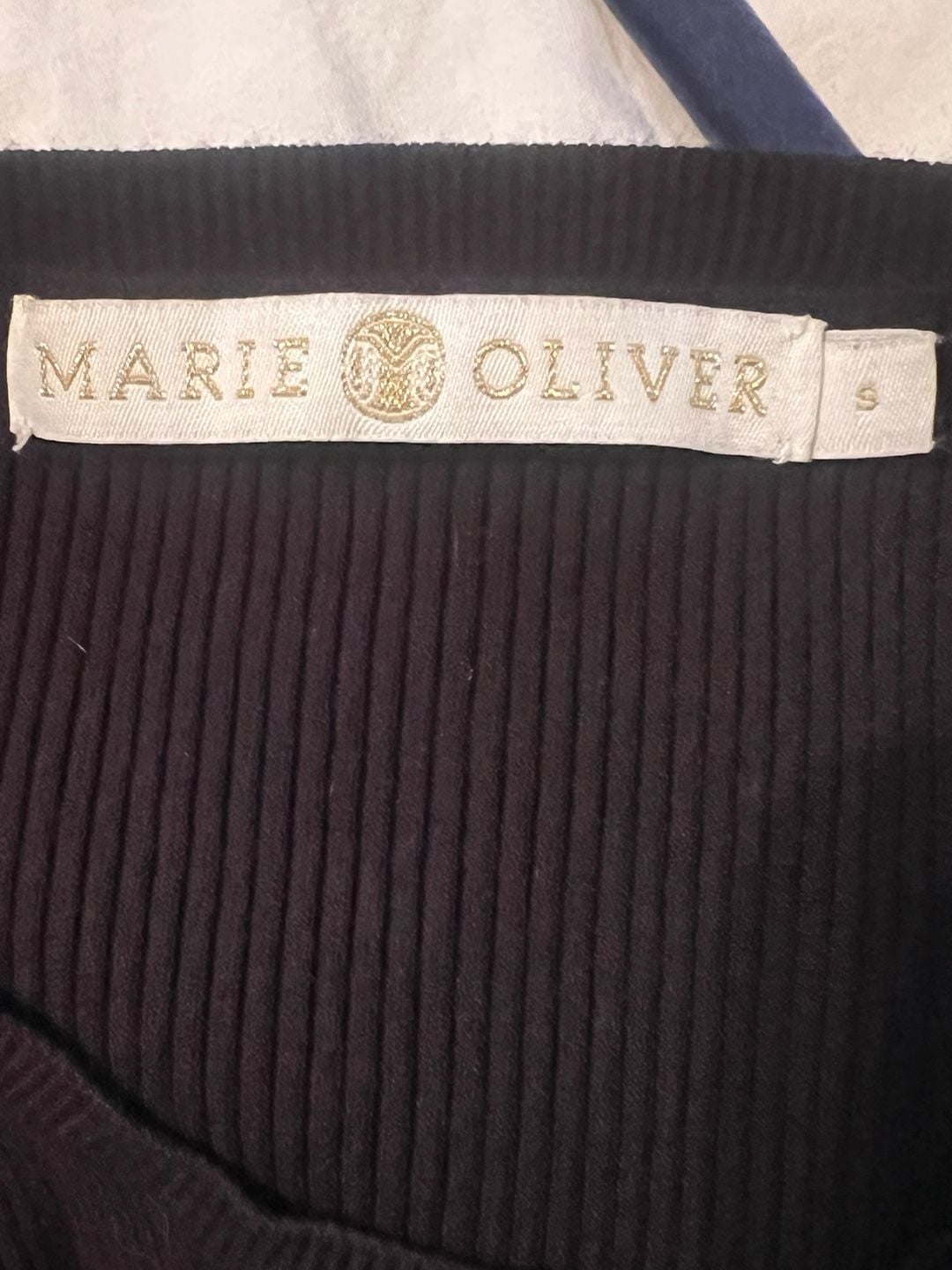 Marie Oliver Rory Ruffle-Trim Ribbed Top Size S Black 3