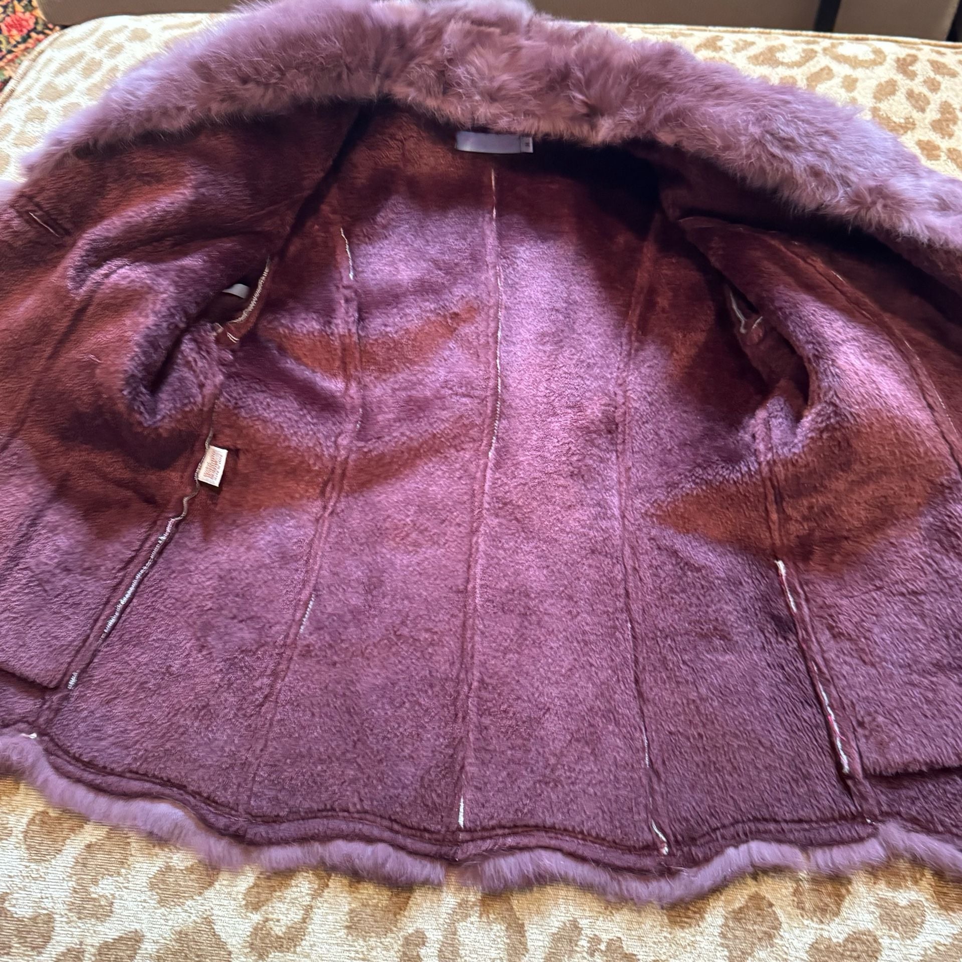 Pretty Angel Women’s M Burgundy Faux Fur Jacket Y2K Boho Western NWOT 8