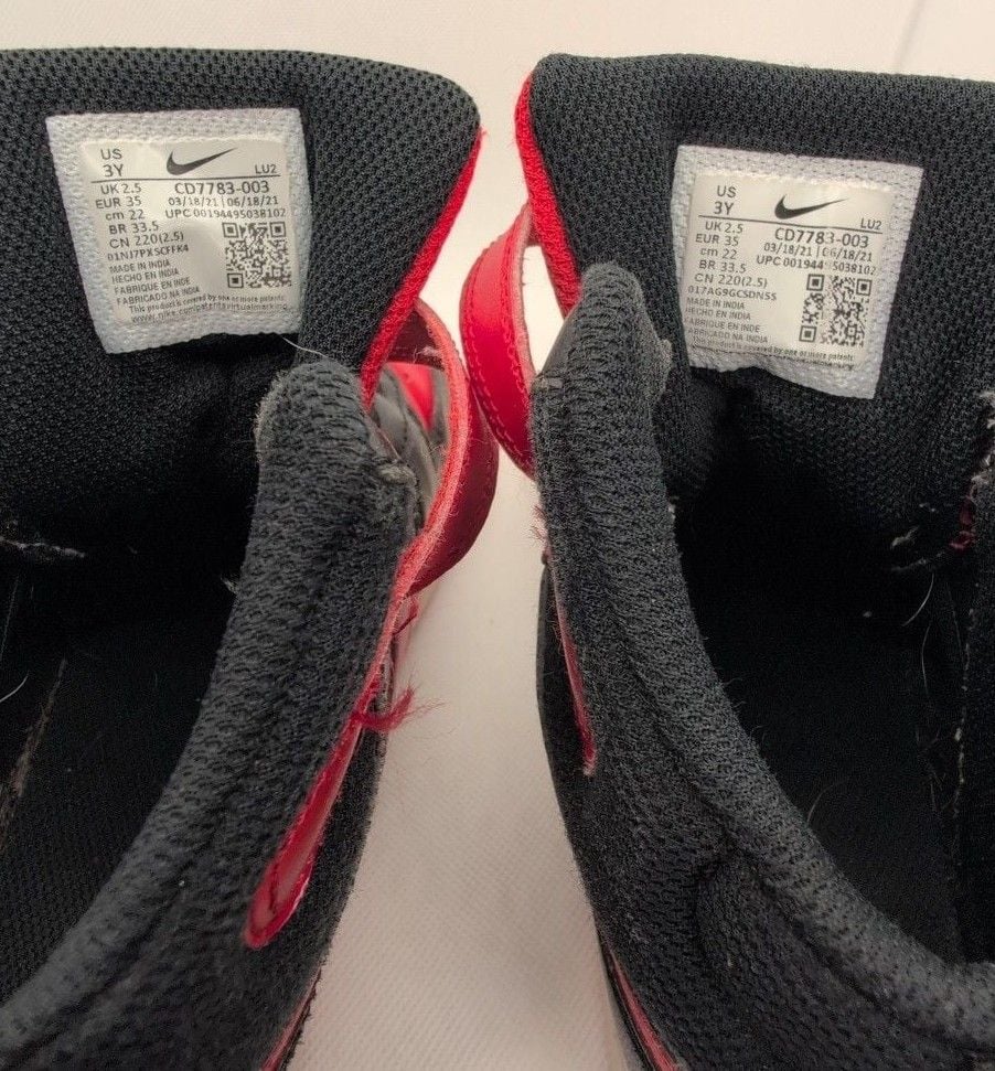 Nike Court Borough Mid 2 Size 3Y Black Red Sneakers 6