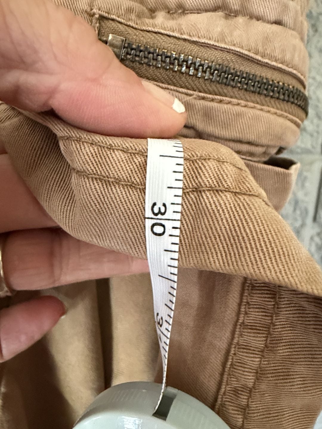 903 Risen Jeans Cargo Pants Size L Tan Zip Pockets 6