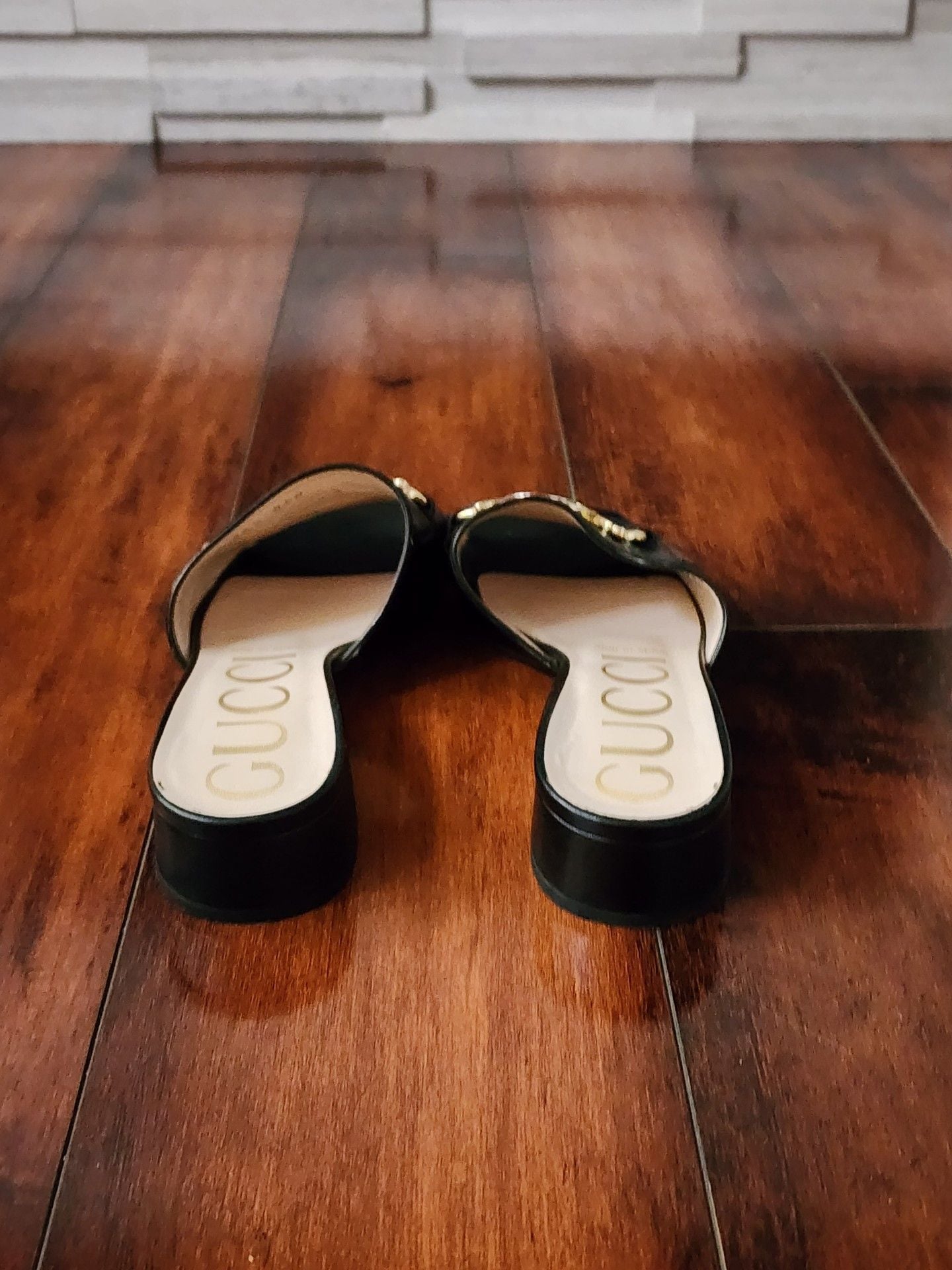 Gucci Interlocking G Horsebit Leather Slides - Black Sandals, Shoes - GUC1795285 5