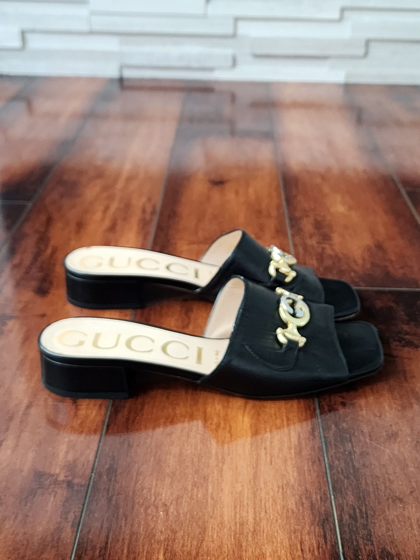 Gucci Interlocking G Horsebit Leather Slides - Black Sandals, Shoes - GUC1795285 6