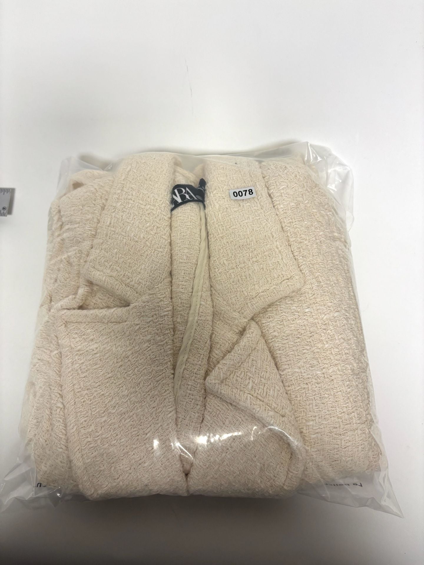 Zara Long Vest Size Small Cream Tweed Textured Sleeveless Waistcoat 10