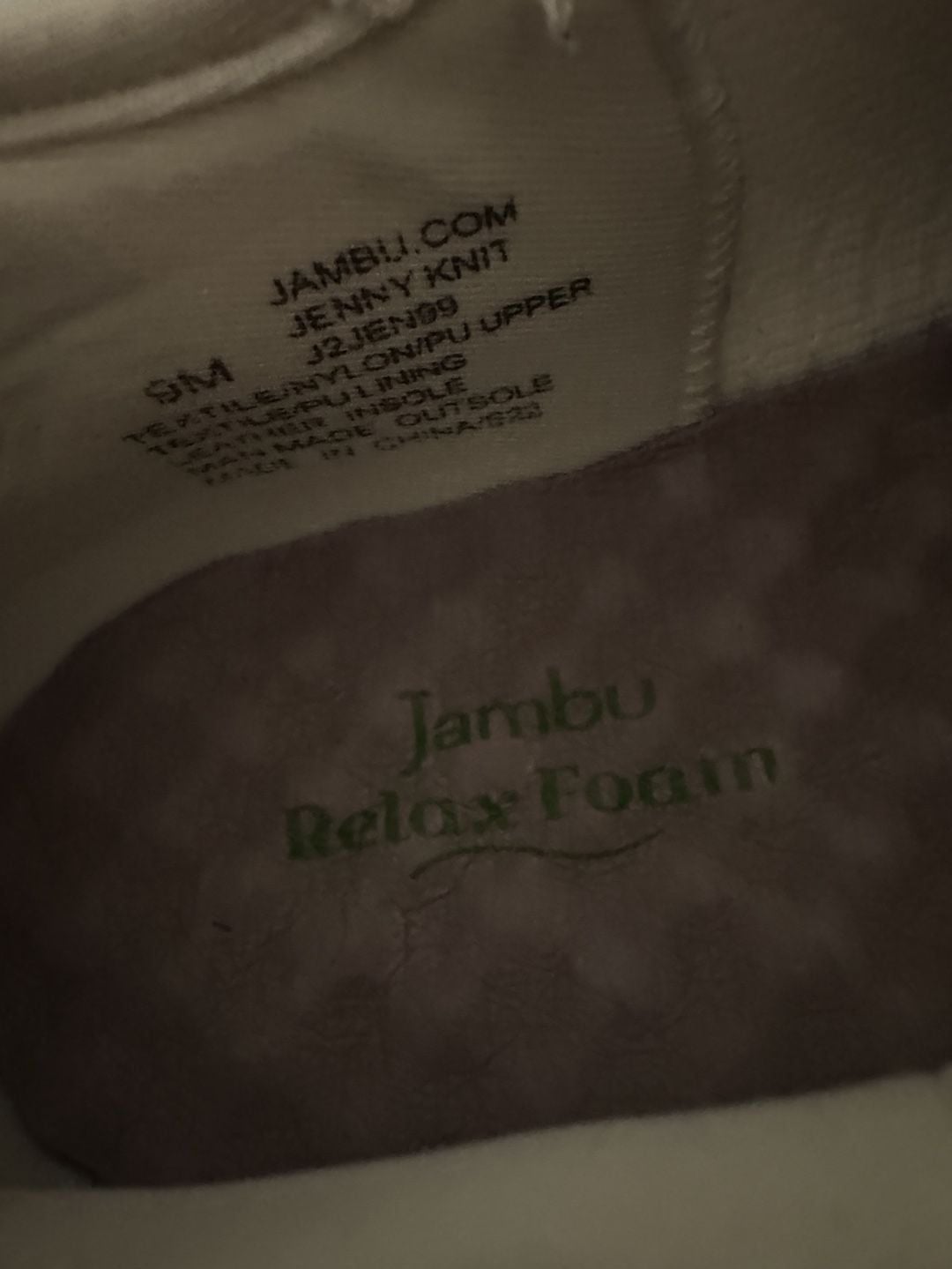 Jambu Jenny Knit Size 9M White Sneakers Relax Foam 4