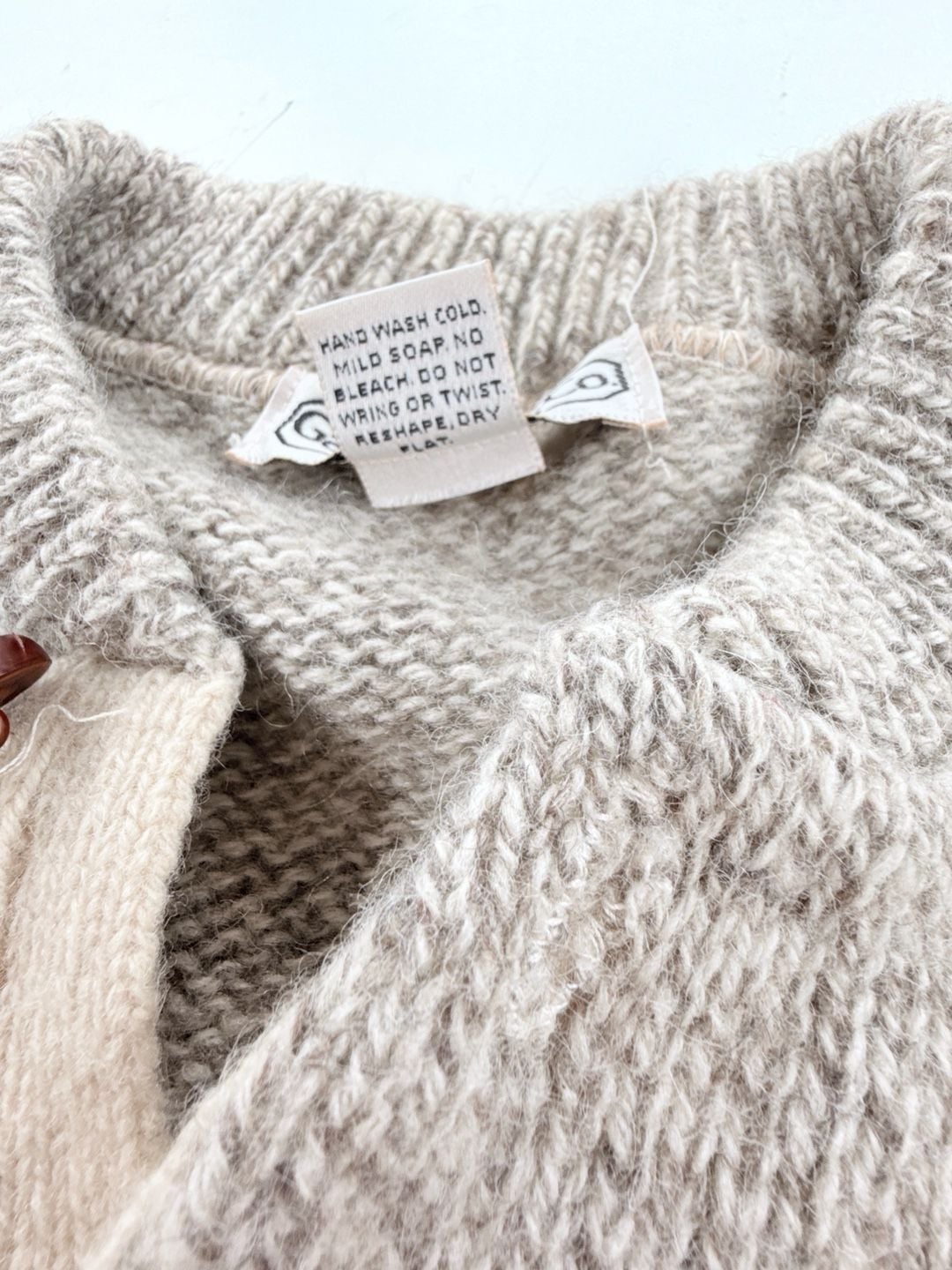 Vintage 80s Gap Clothing Co Ragg Wool Henley Sweater M Made USA Oatmeal 7