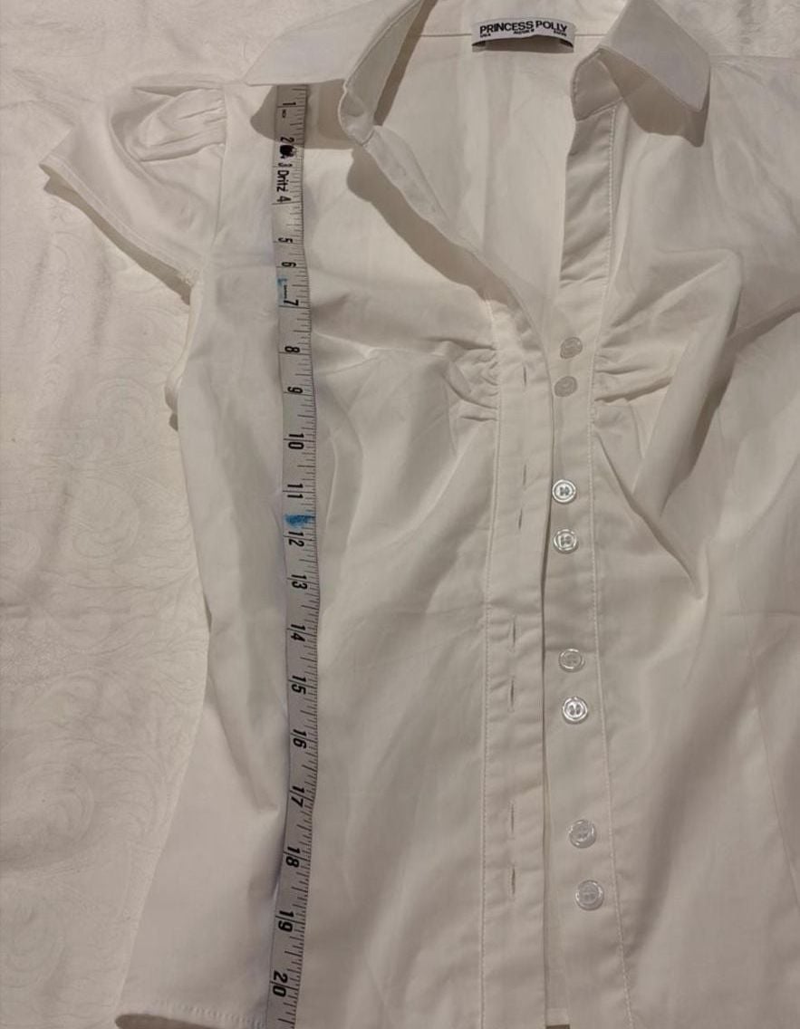 Princess Polly White Silhouette Button Up Fitted Blouse 4