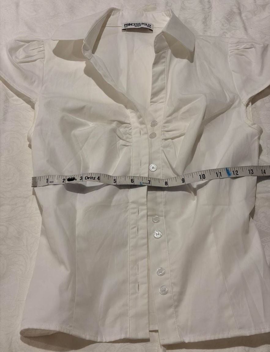 Princess Polly White Silhouette Button Up Fitted Blouse 6