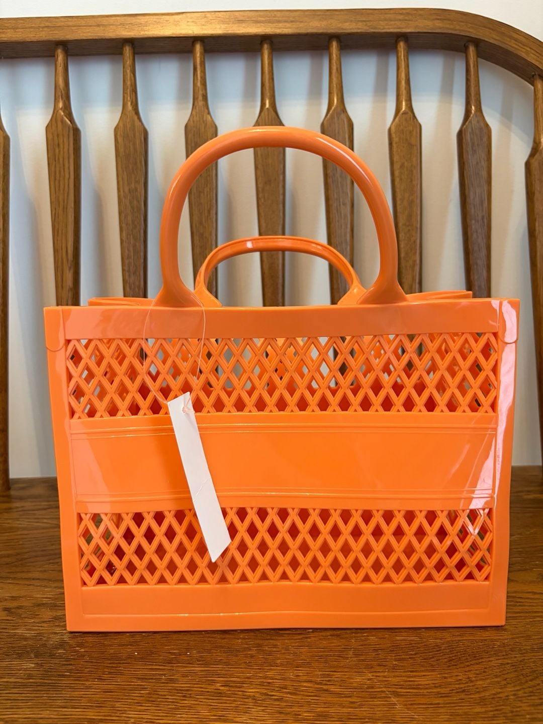 Jelly Tote Cutout Beach Handbag Orange Sherbet Jelly Purse 2