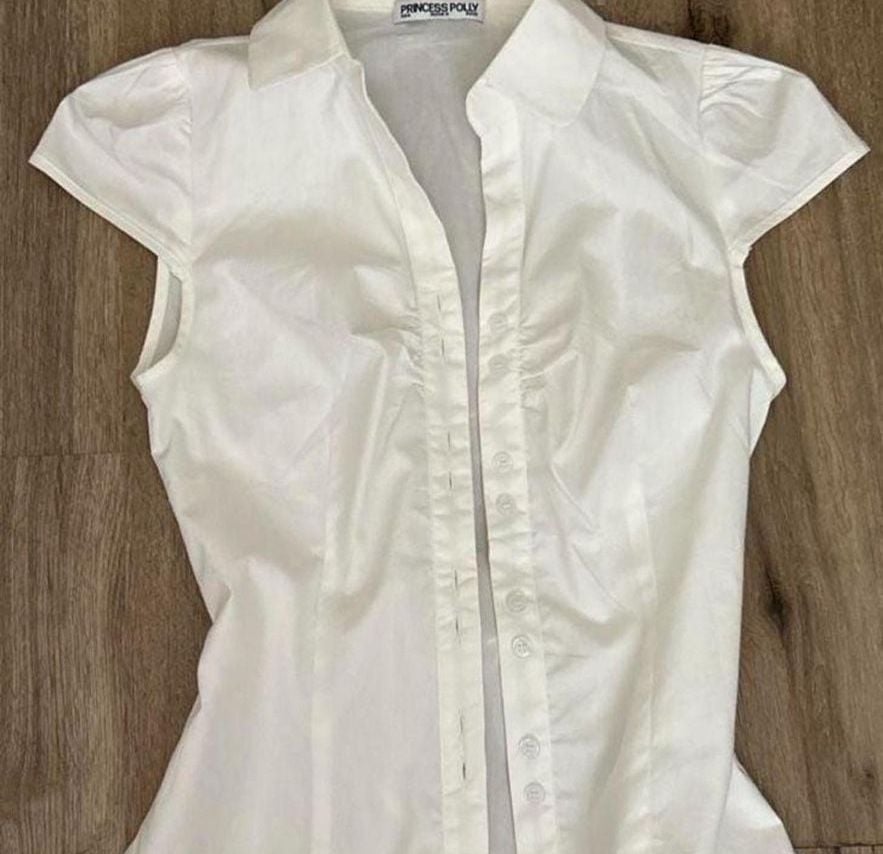 Princess Polly White Silhouette Button Up Fitted Blouse 5