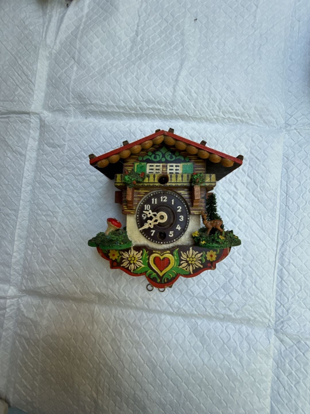 Vintage German Chalet Miniature Cuckoo Clock Wooden 1
