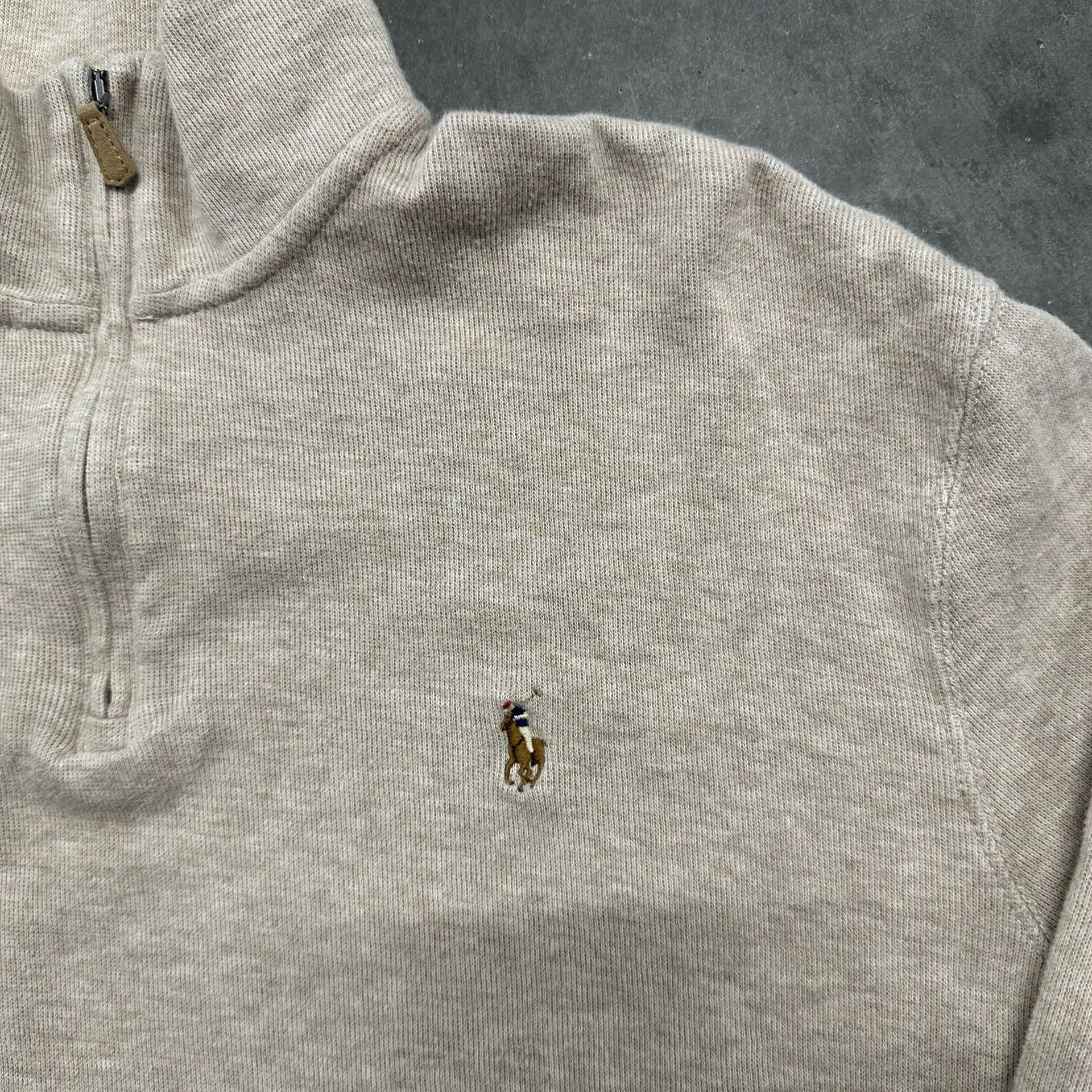 Polo Ralph Lauren Half-Zip Sweater Beige Estate Rib Mock Neck 5