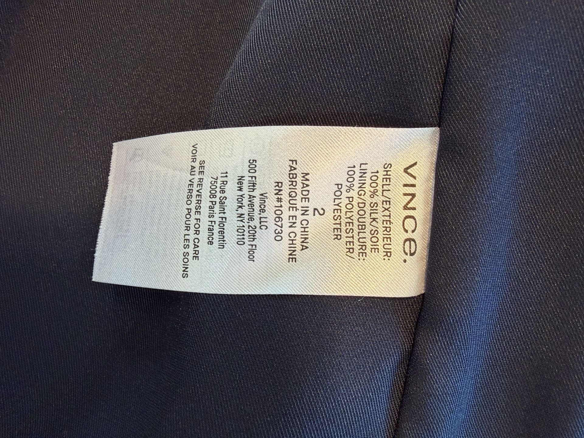 Vince Double Breasted Silk Blazer Size 2 Navy Blue Drapey 8