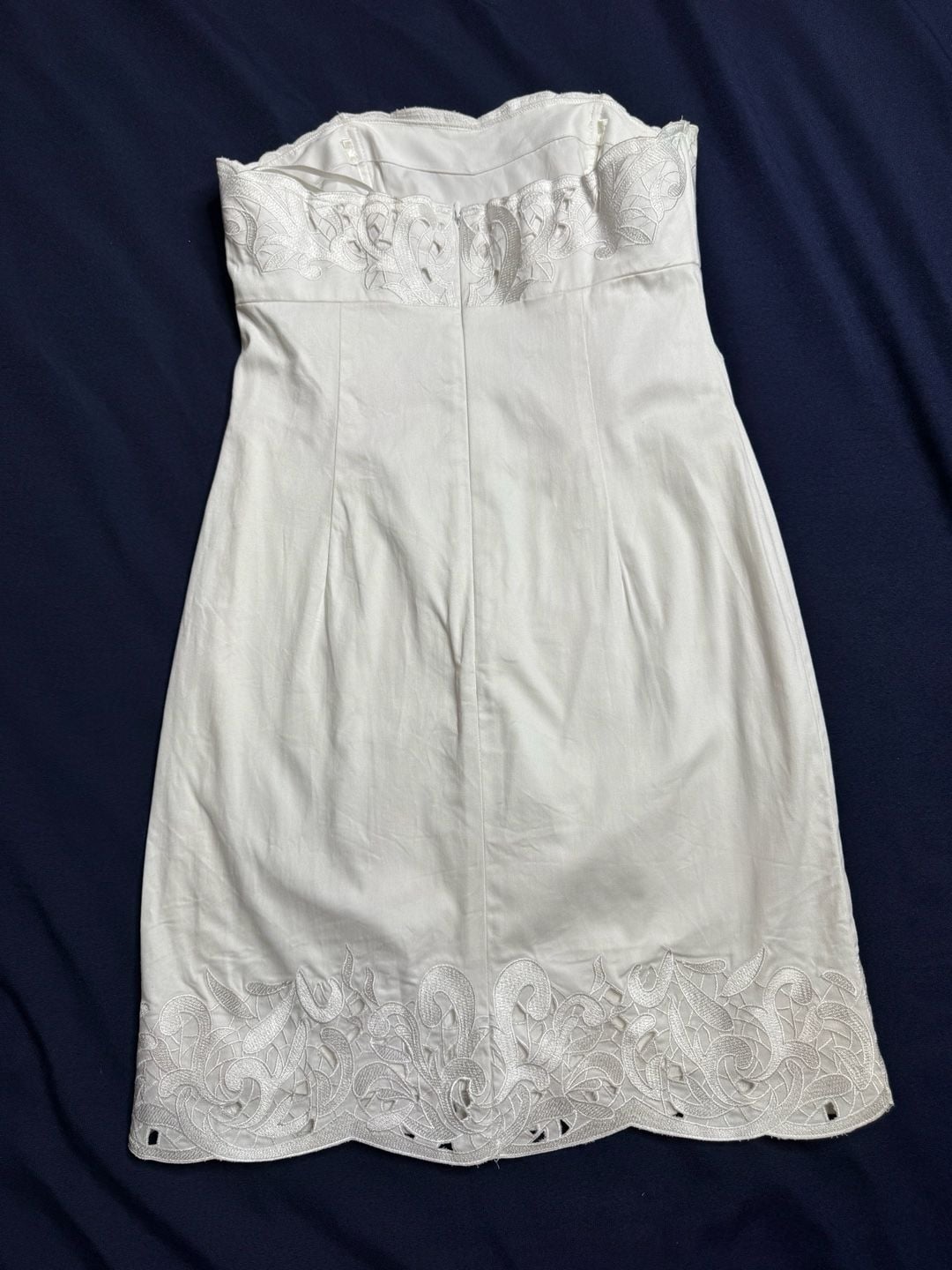 White House Black Market Strapless Embroidered Cutwork Dress 2 Ivory Bridal 4