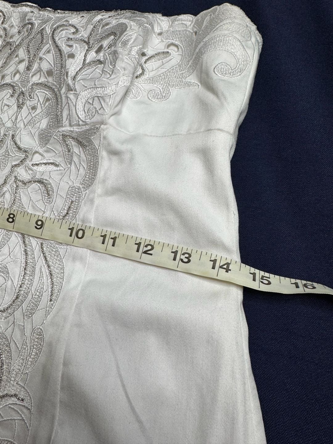 White House Black Market Strapless Embroidered Cutwork Dress 2 Ivory Bridal 8