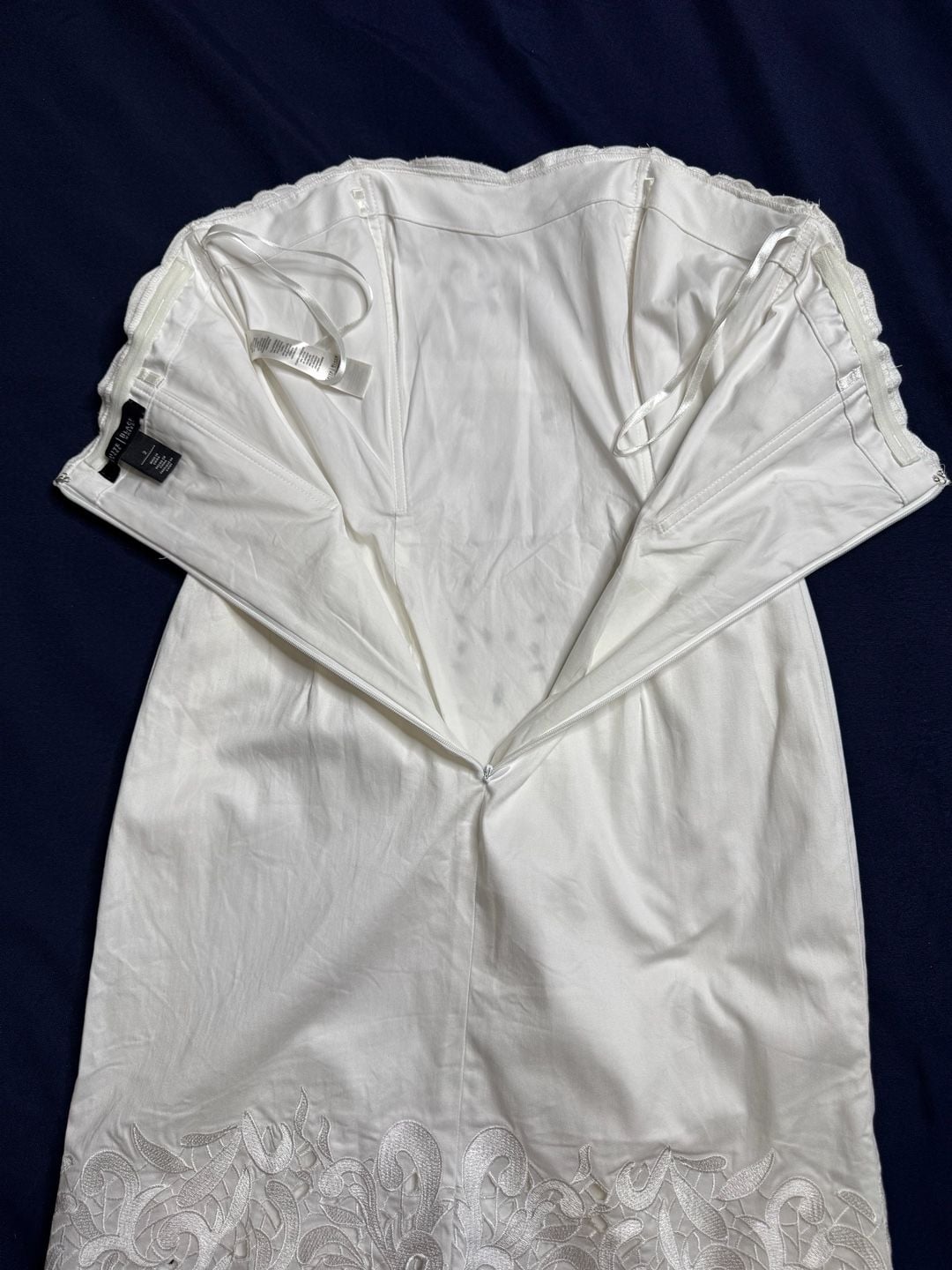 White House Black Market Strapless Embroidered Cutwork Dress 2 Ivory Bridal 10