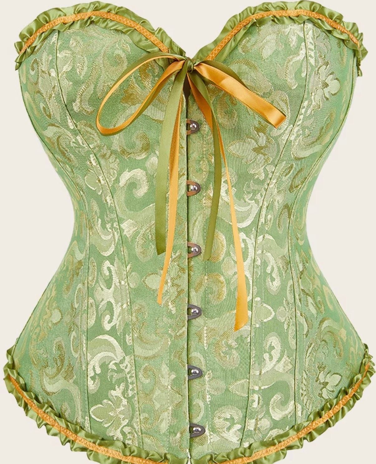 GMDNS Women'S Waist Cinchers Jacquard Floral Overbust Corset Front Busk/Zipper Waist Bustier 2