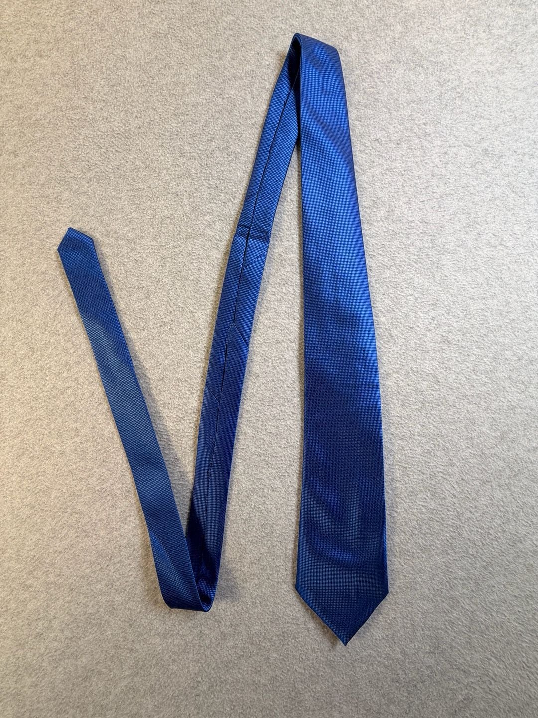 Ming Chao Tie Necktie Blue Textured Weave Microfiber Business Formal 1
