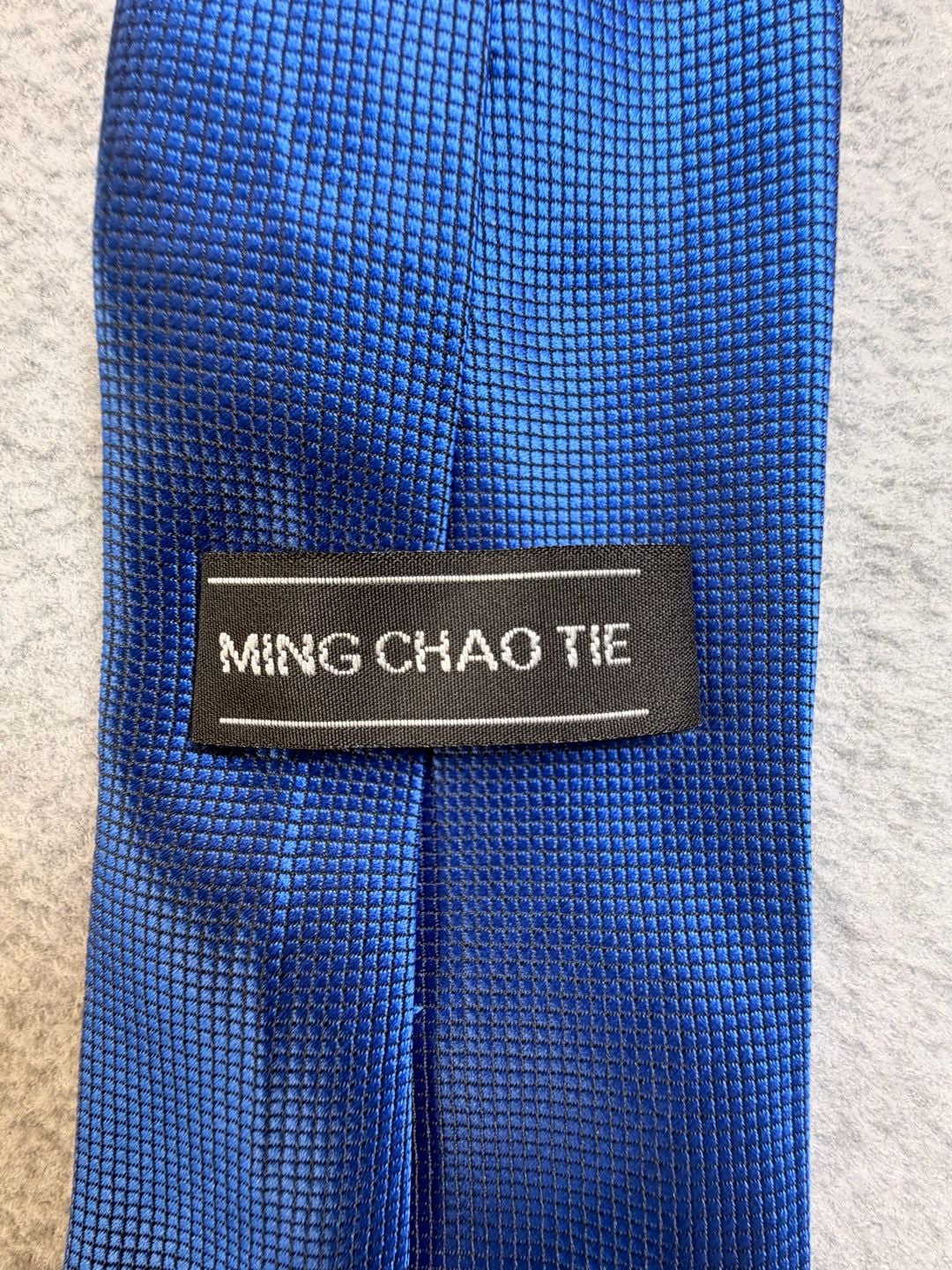 Ming Chao Tie Necktie Blue Textured Weave Microfiber Business Formal 3