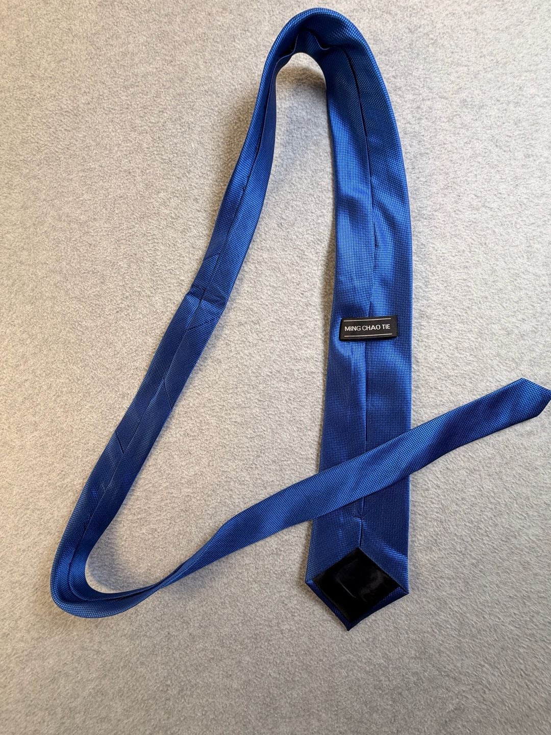 Ming Chao Tie Necktie Blue Textured Weave Microfiber Business Formal 4