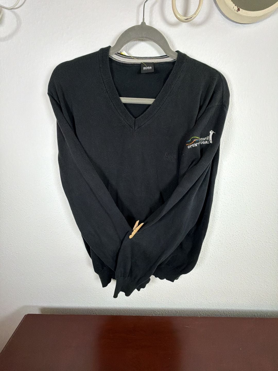 Boss Hugo Boss V-Neck Sweater Size M Black Golf Tournament 1