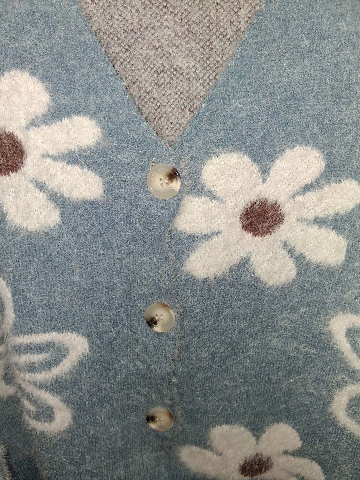 EMERY ROSE Floral Pattern Button Front Cardigan Size L Blue 4