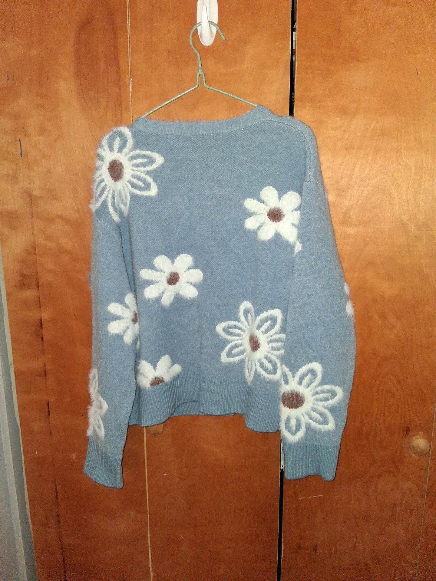 EMERY ROSE Floral Pattern Button Front Cardigan Size L Blue 5