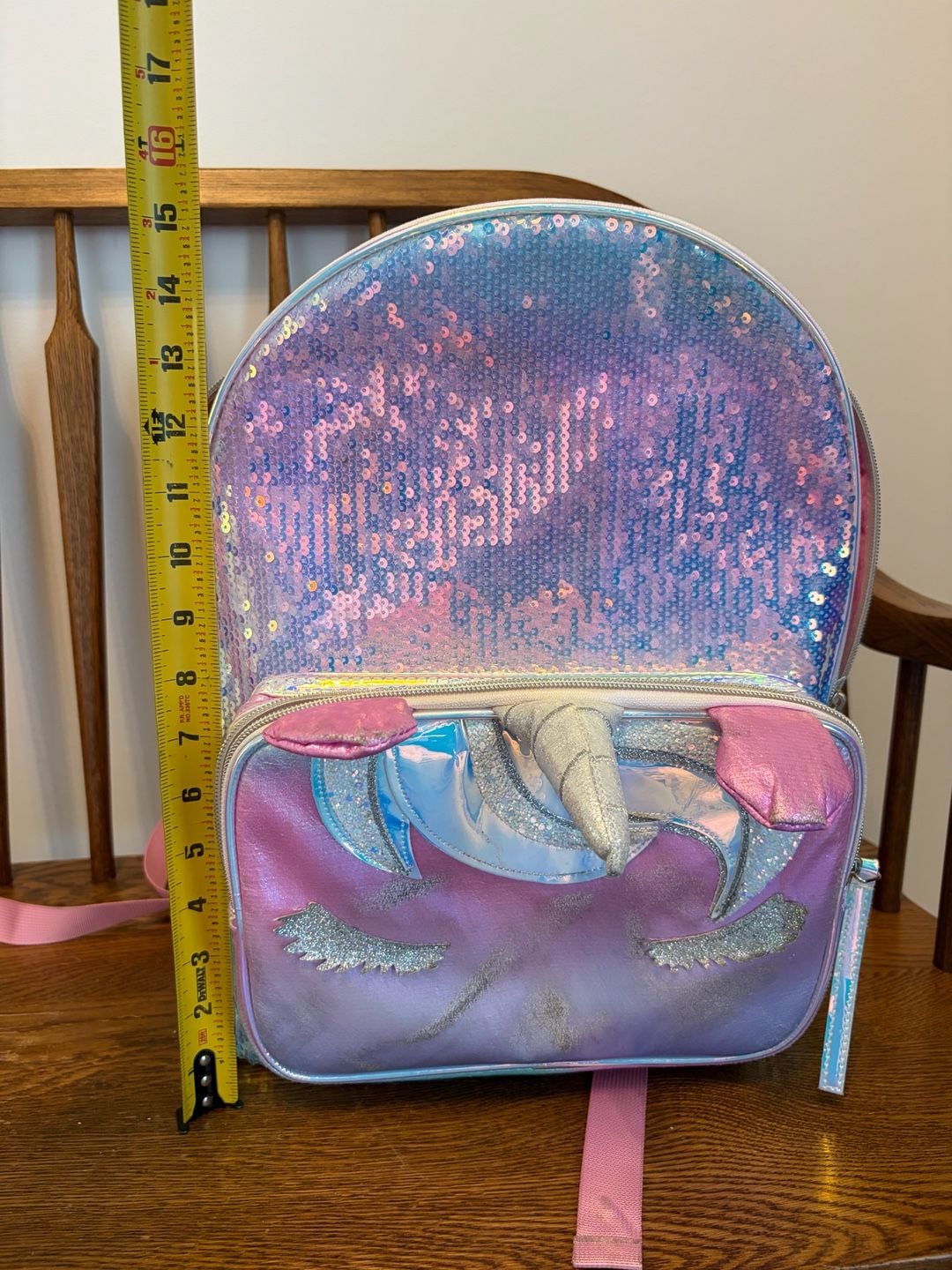Unicorn Sequin Pink Blue Metallic Backpack School Bag 3