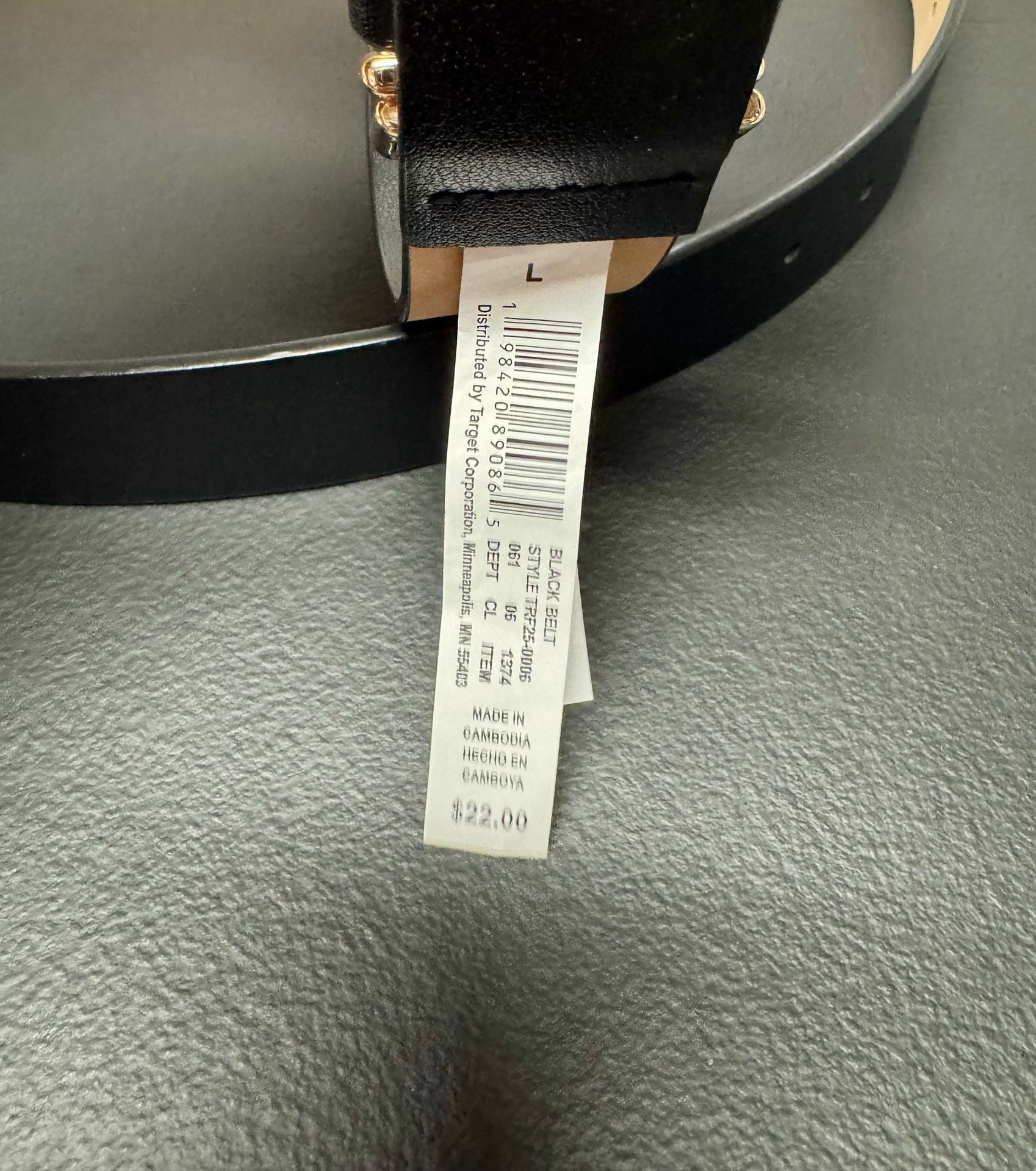 WU52 Size L Black Belt Gold Statement Buckle NWT 5