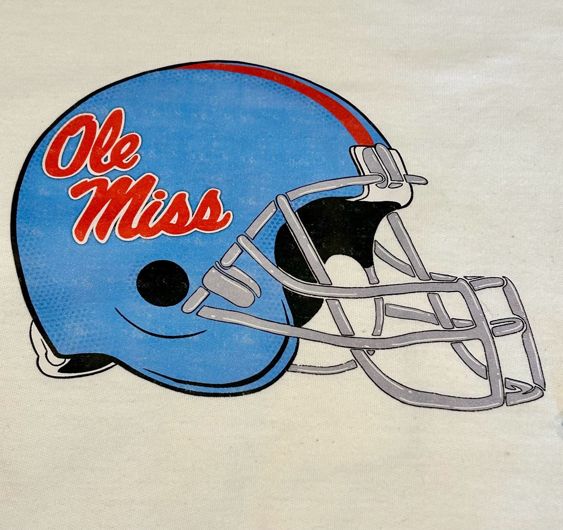 Ole Miss Rebels Helmet Logo White Crewneck Sweatshirt 4