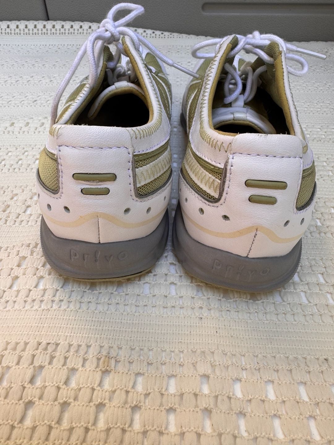 Privo Sneakers White Green Mesh Leather Casual Shoes 5