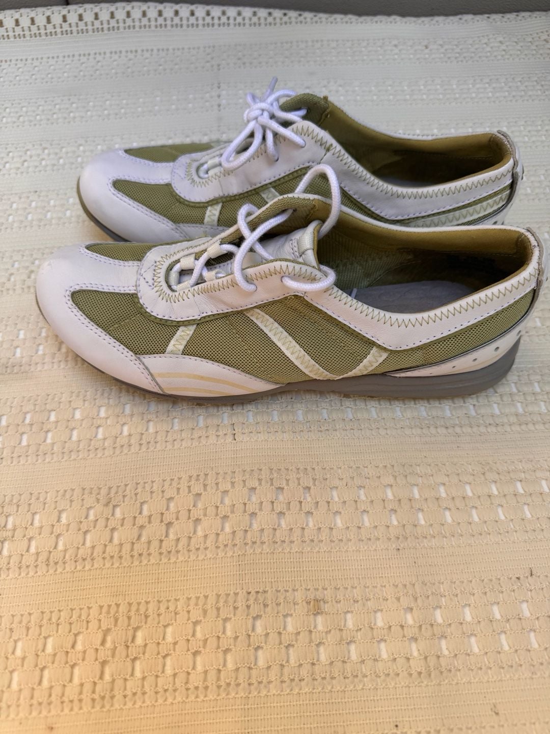 Privo Sneakers White Green Mesh Leather Casual Shoes 6