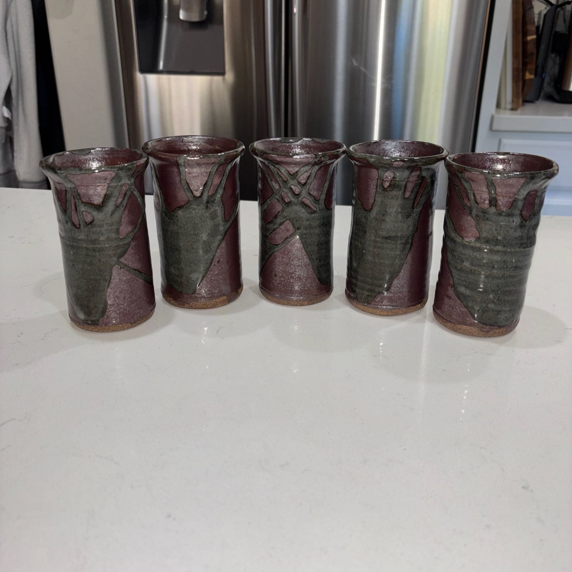 Handmade Studio Pottery Ceramic Tumbler Cups Set Of 5 1
