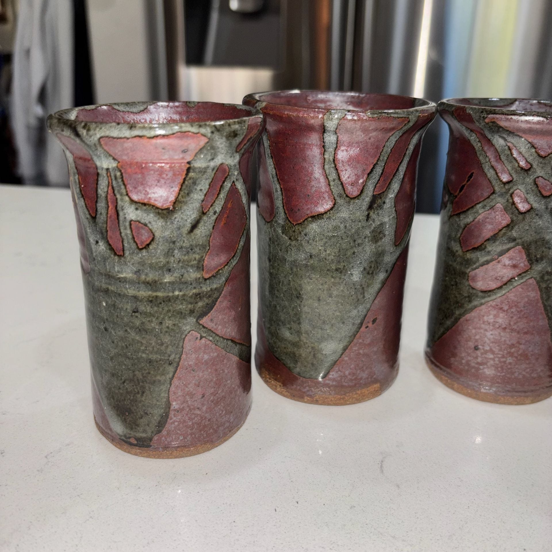 Handmade Studio Pottery Ceramic Tumbler Cups Set Of 5 2