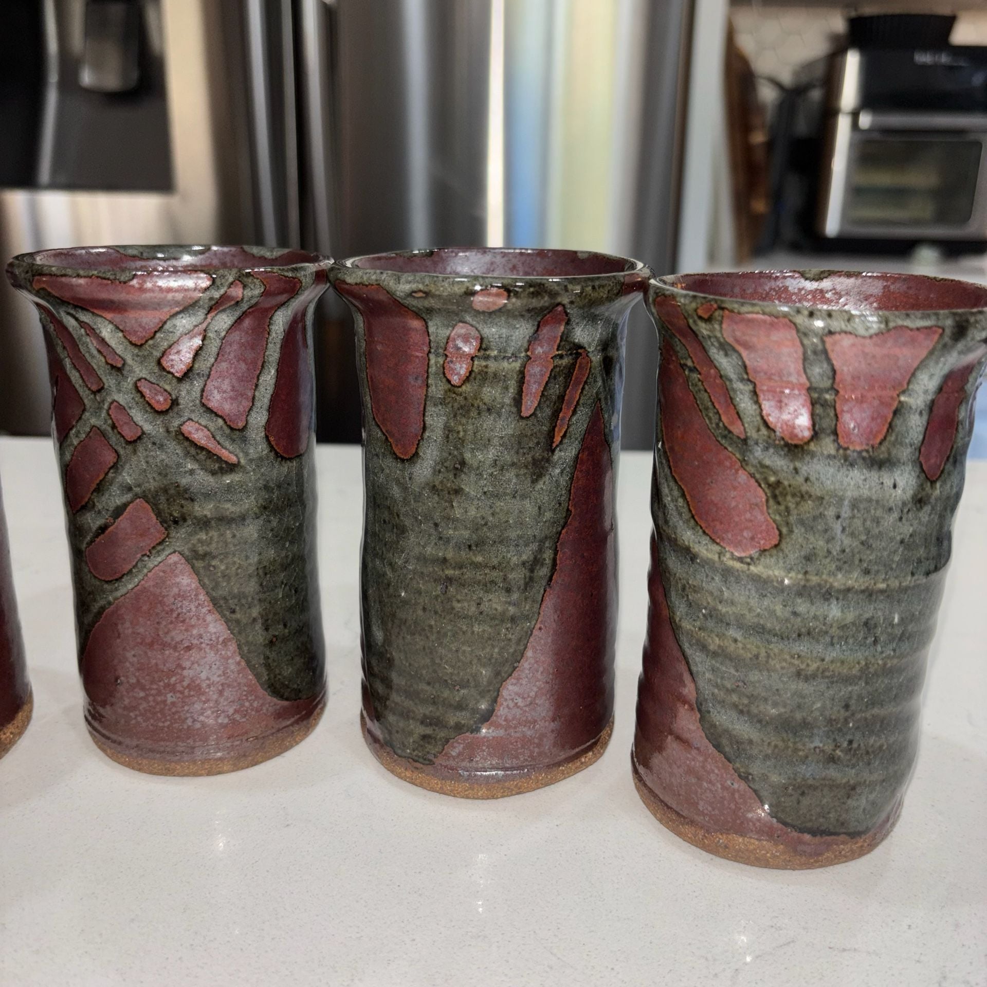Handmade Studio Pottery Ceramic Tumbler Cups Set Of 5 3