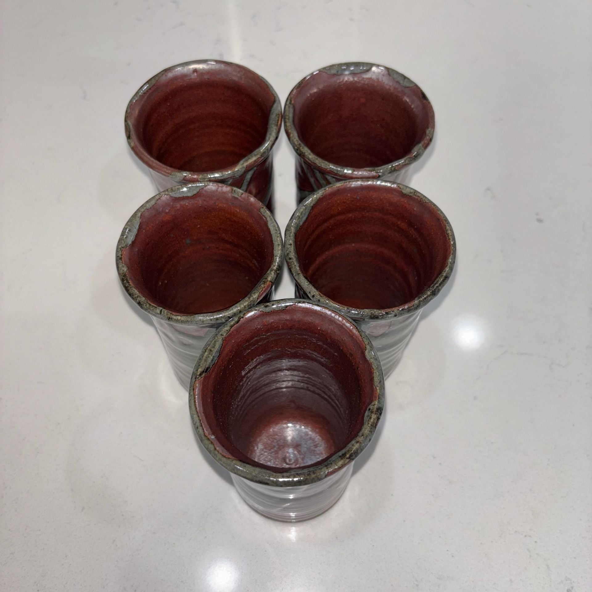 Handmade Studio Pottery Ceramic Tumbler Cups Set Of 5 4