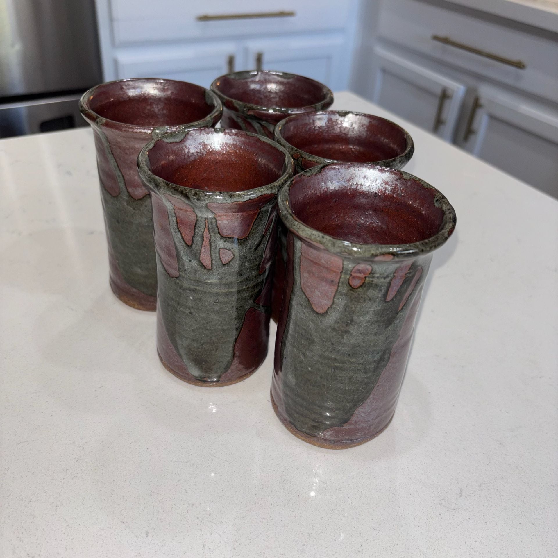 Handmade Studio Pottery Ceramic Tumbler Cups Set Of 5 5