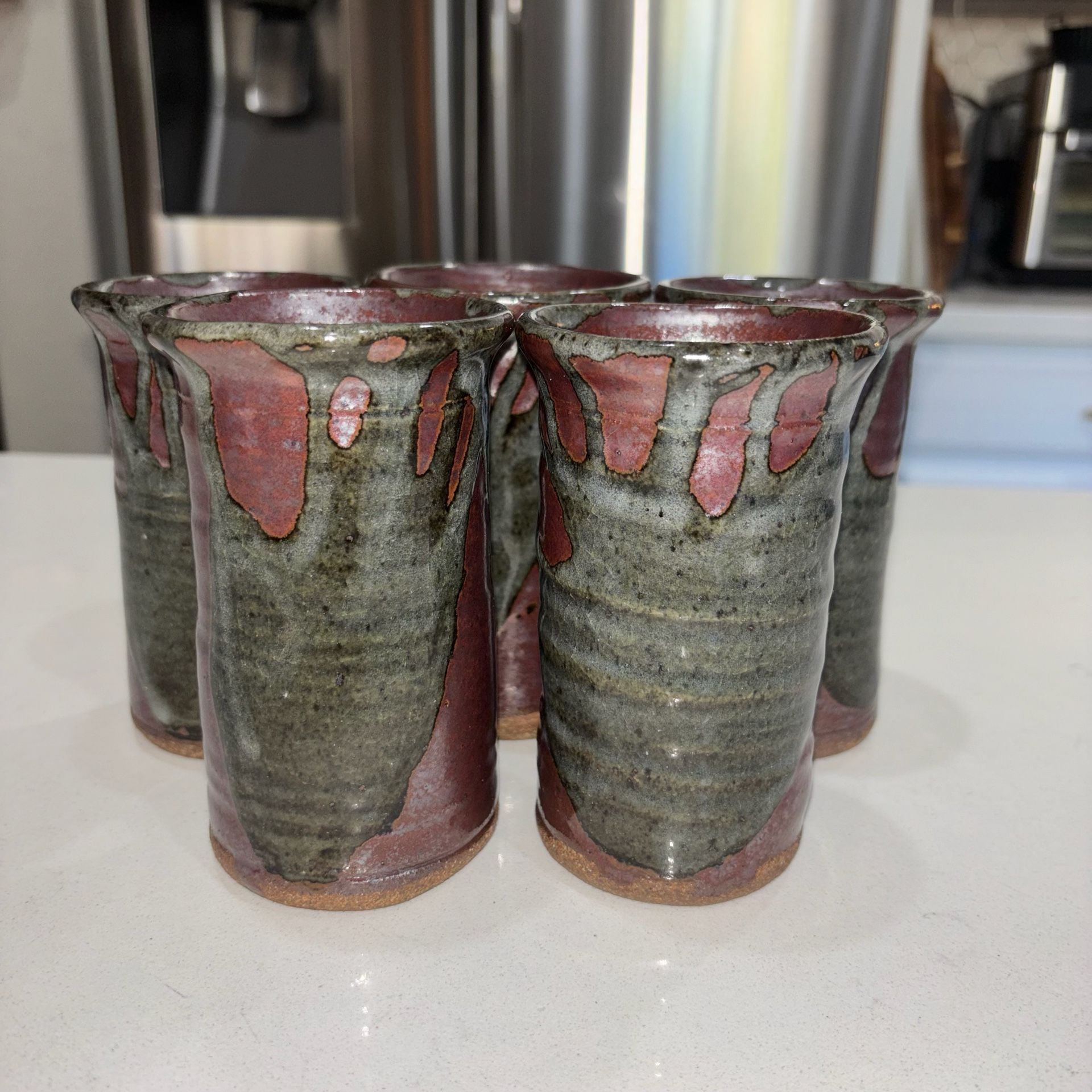 Handmade Studio Pottery Ceramic Tumbler Cups Set Of 5 7