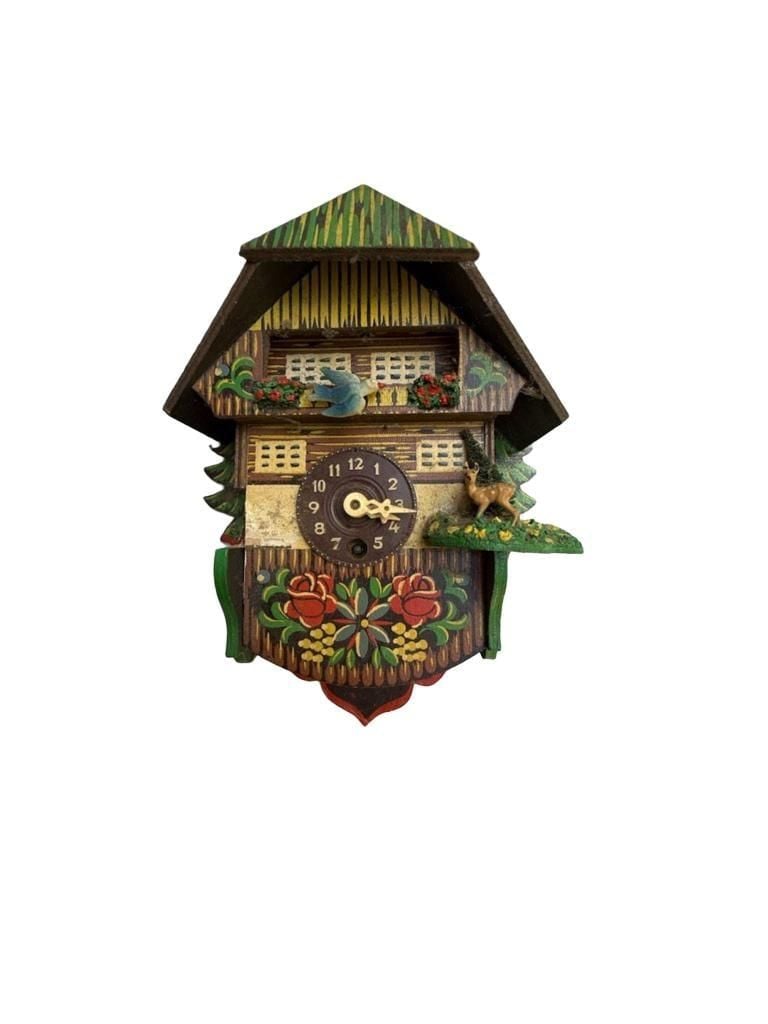 Vintage Hand Painted German Black Forest Chalet Cuckoo Clock. 1