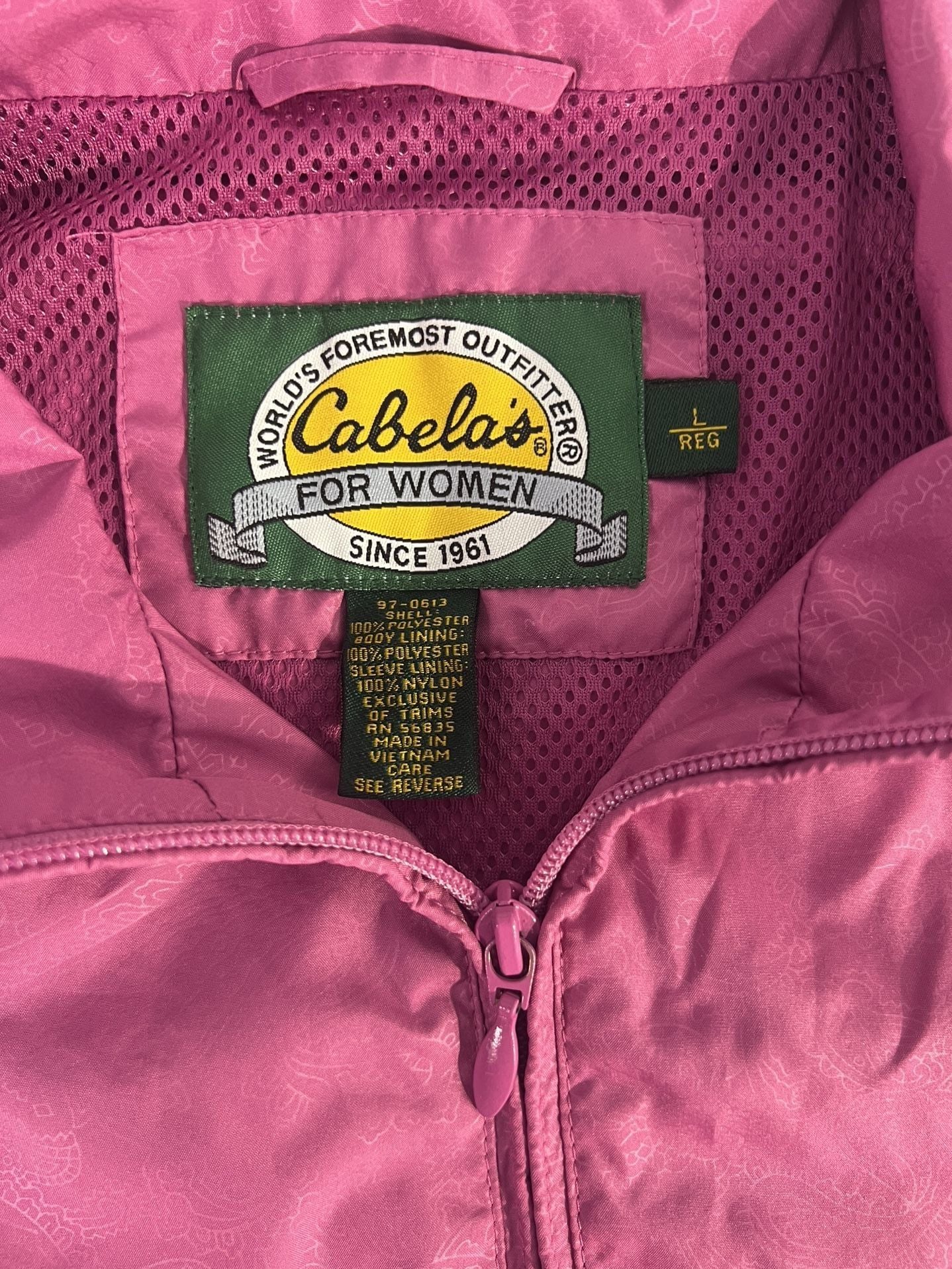 Cabelas Windbreaker Jacket And Pants Set Size L Reg Pink Mesh Lined 2