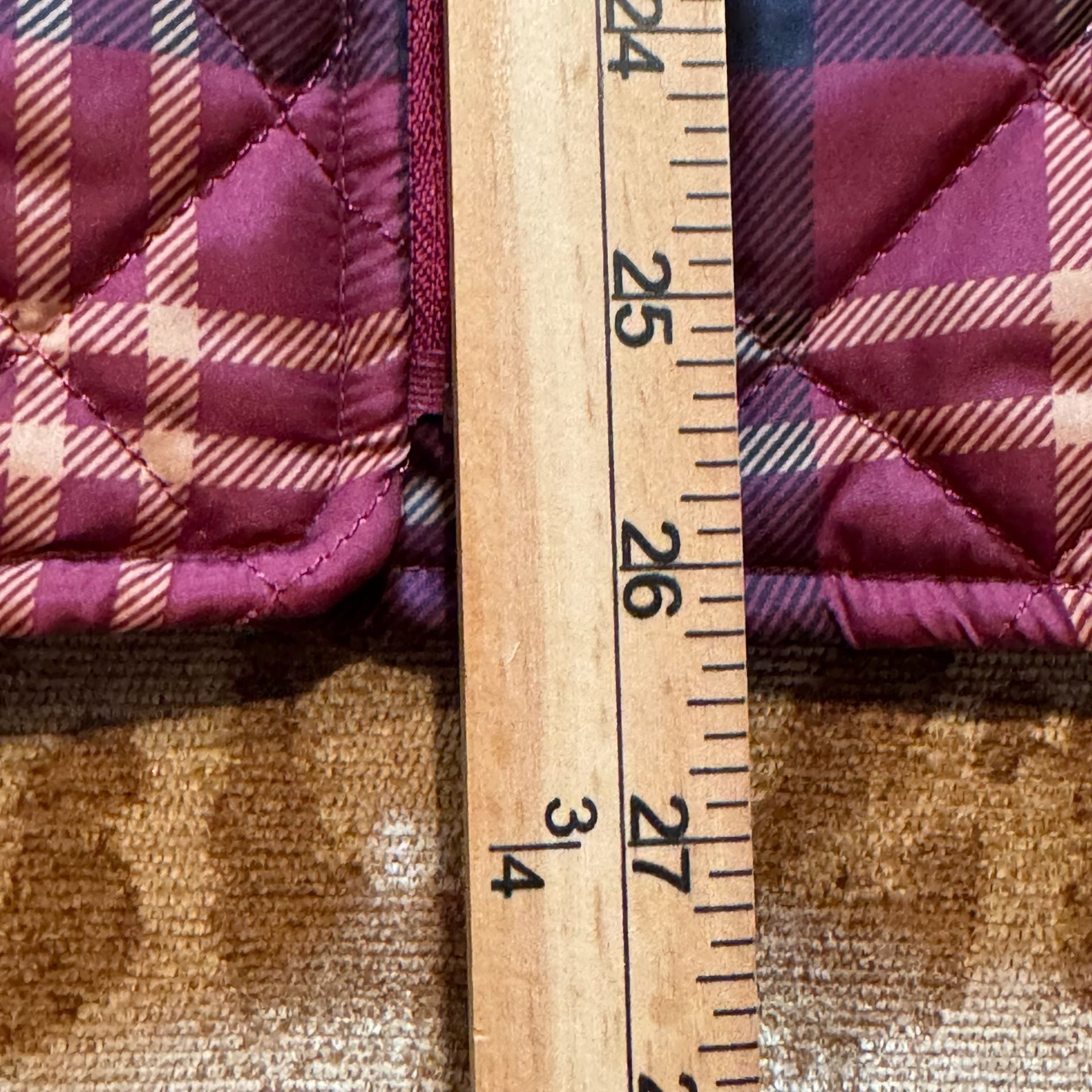Faded Glory Women’s 1X Quilted Plaid Jacket Burgundy Navy Western NWOT 8