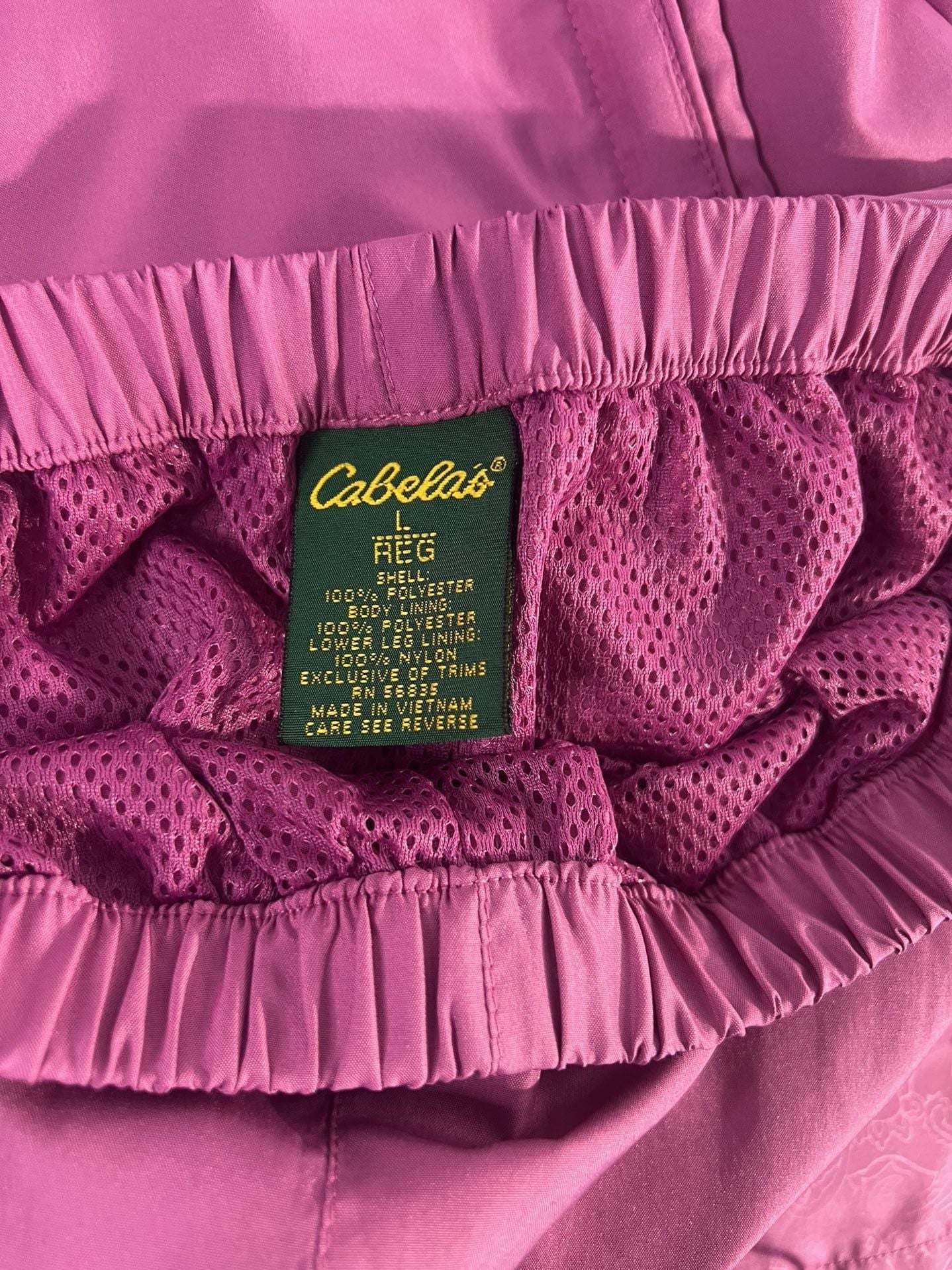 Cabelas Windbreaker Jacket And Pants Set Size L Reg Pink Mesh Lined 3