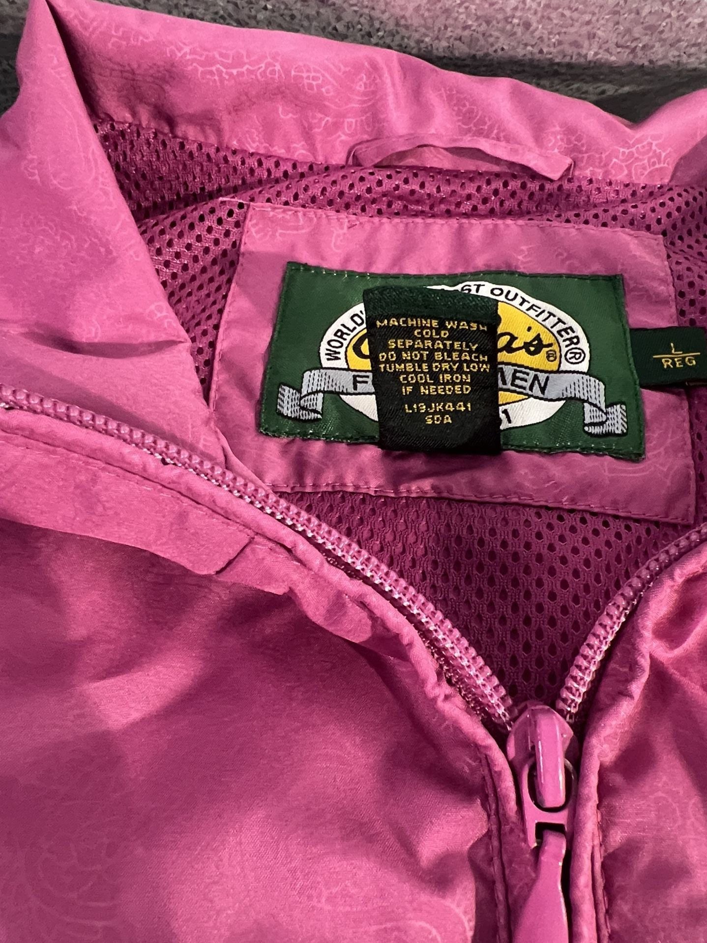 Cabelas Windbreaker Jacket And Pants Set Size L Reg Pink Mesh Lined 5